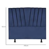 Cabeceira Estofada Cama Box King 195 Cm Malu Suede Azul Marinho - 3