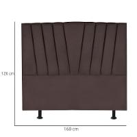 Cabeceira Casal Queen Size Cama Estofada 160 Cm Emma Linho Marrom - 3