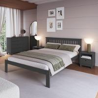 Cama De Casal De Madeira Maciça Para Colchão 138x188cm Multimóveis Cr35273 Charcoal - 1