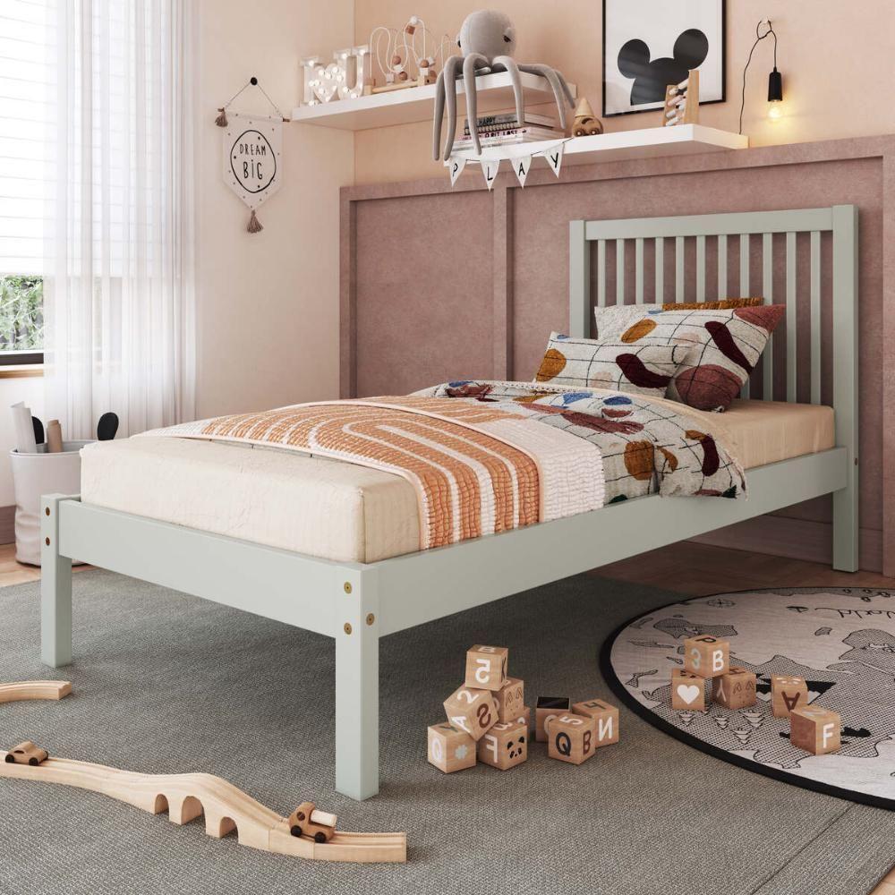 Cama De Solteiro De Madeira Maciça Para Colchão 88x188cm Multimóveis Cr35277 Verde Frost - 1