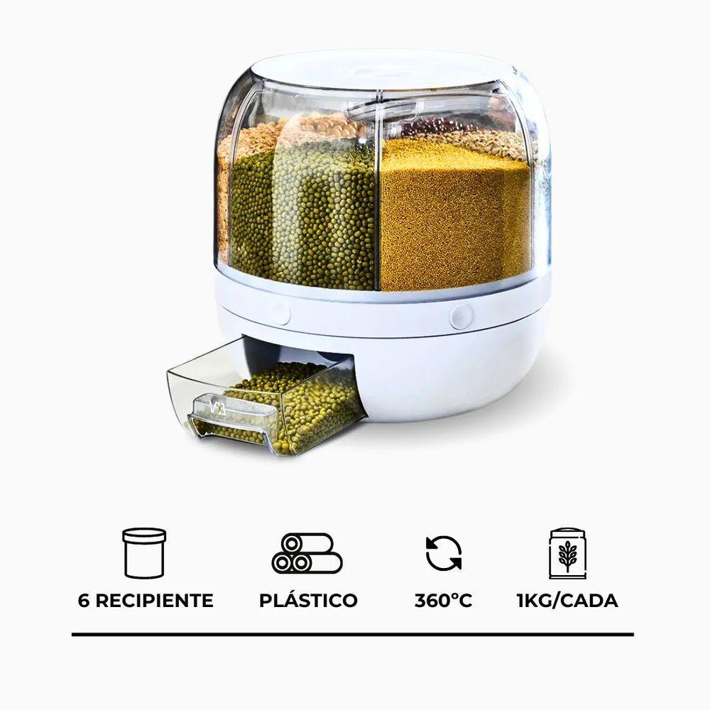 Dispensador De Alimentos E Grãos Giratório Com 6 Divisões - 2