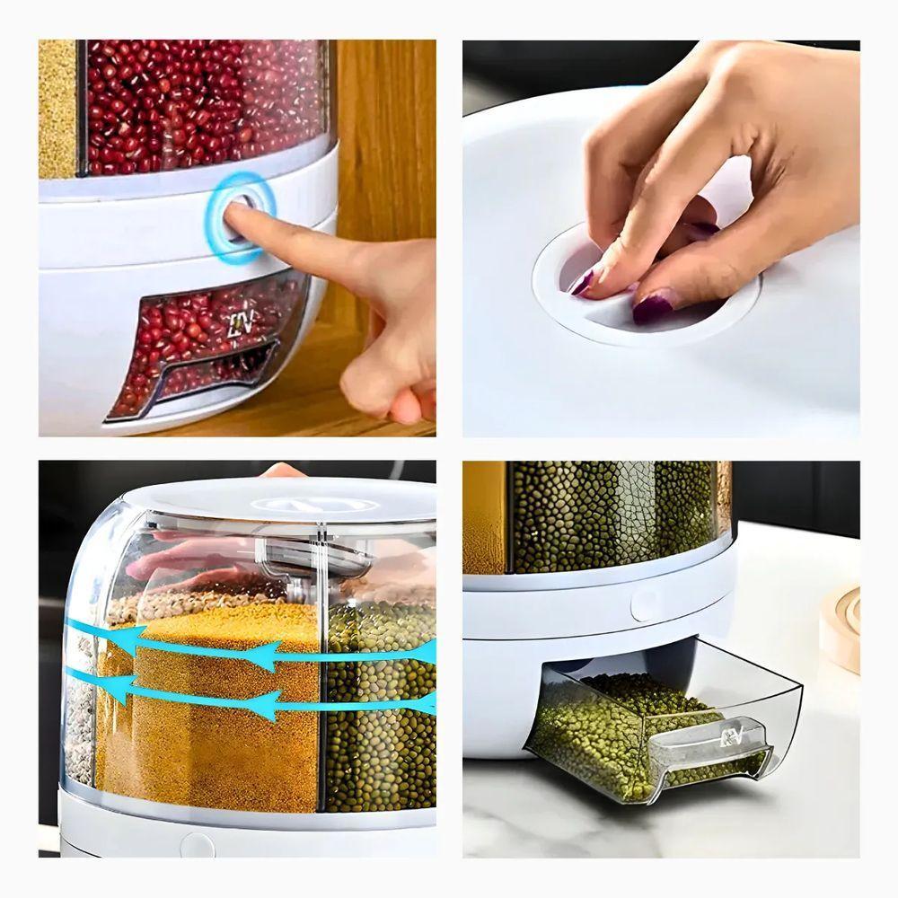 Dispensador De Alimentos E Grãos Giratório Com 6 Divisões - 4