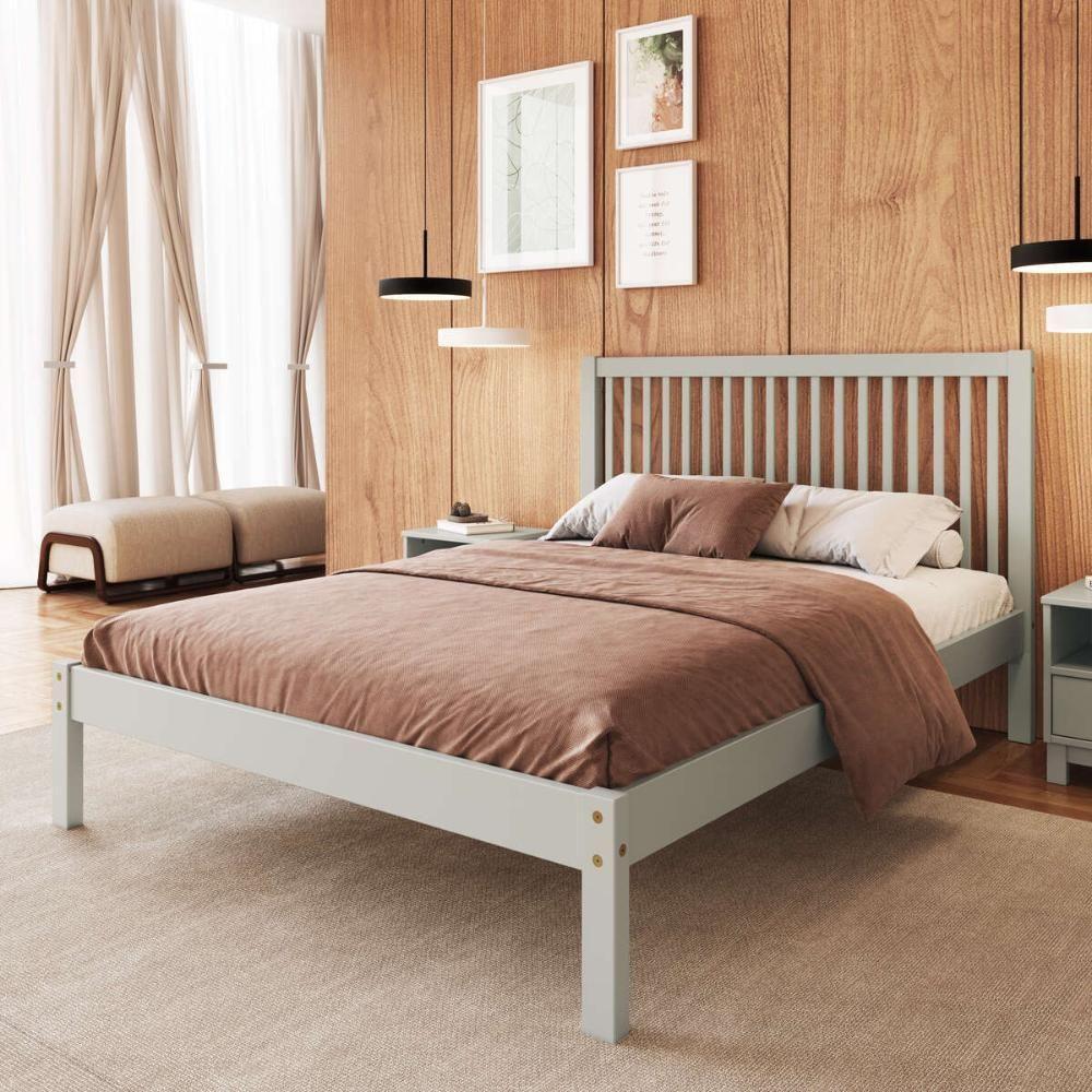 Cama De Casal De Madeira Maciça Para Colchão 138x188cm Multimóveis Cr35276 Verde Frost - 1