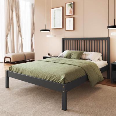 Cama De Casal De Madeira Maciça Para Colchão 138x188cm Multimóveis Cr35276 Charcoal