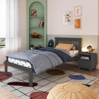 Cama De Solteiro De Madeira Maciça Para Colchão 88x188cm Multimóveis Cr35274 Charcoal - 1