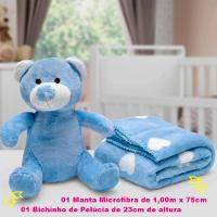 Manta E Bichinho Pelúcia Buettner Baby Microfibra Urso Azul - 4