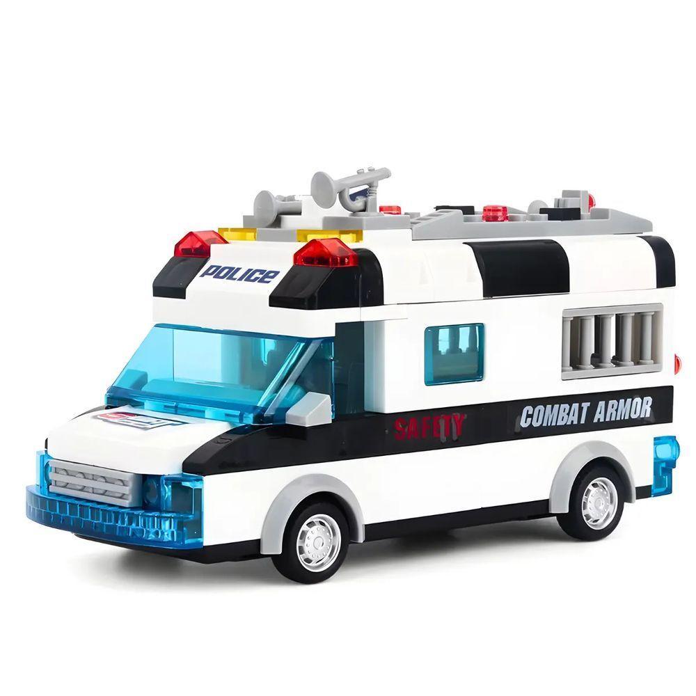 Carro Policia 77 Peças Lego Brinquedo Com Luz Som - 1
