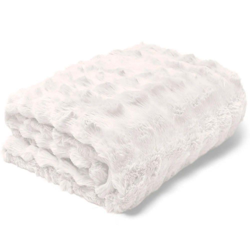 Manta Buettner Casal Microfibra 100% Poliéster Flannel Aspen 2,20mx2,40m Branco - 1