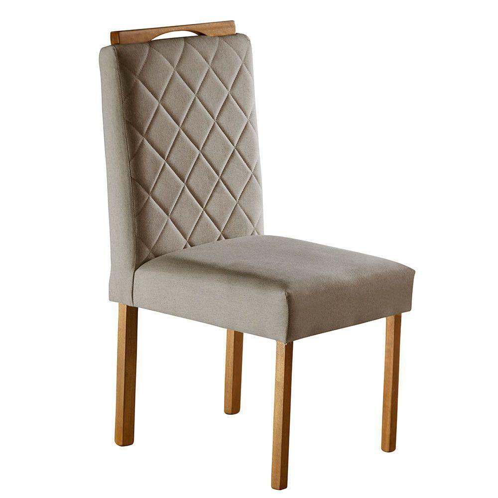 Conjunto Sala De Jantar 6 Lugares Espanha Mesa E Cadeiras Mel/off-white/linho Areia - 4