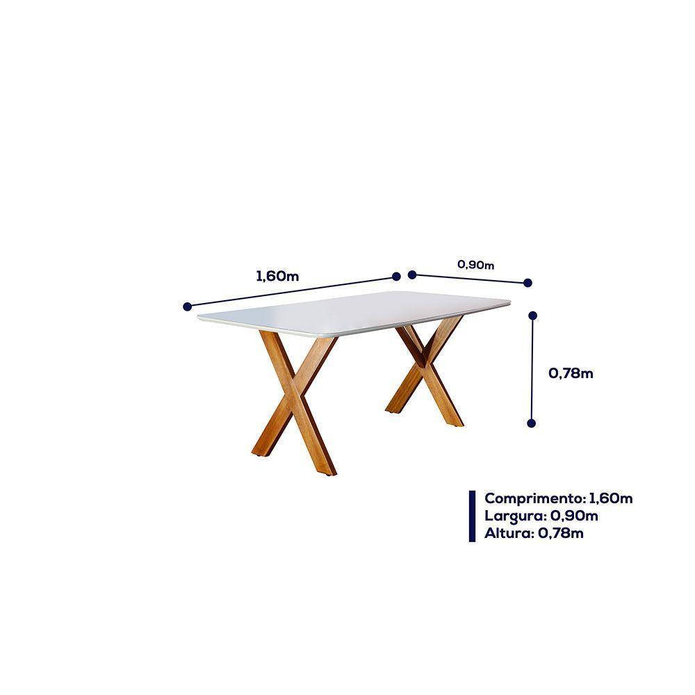 Conjunto Sala De Jantar 6 Lugares Espanha Mesa E Cadeiras Mel/off-white/linho Areia - 5