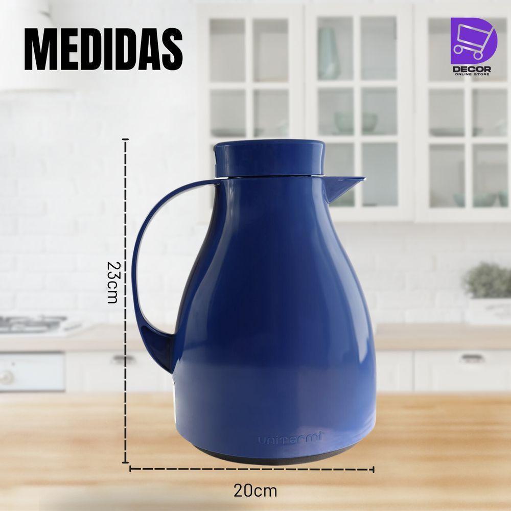 Garrafa Térmica Bule Com Gatilho 1 Litro Café - Azul - 6