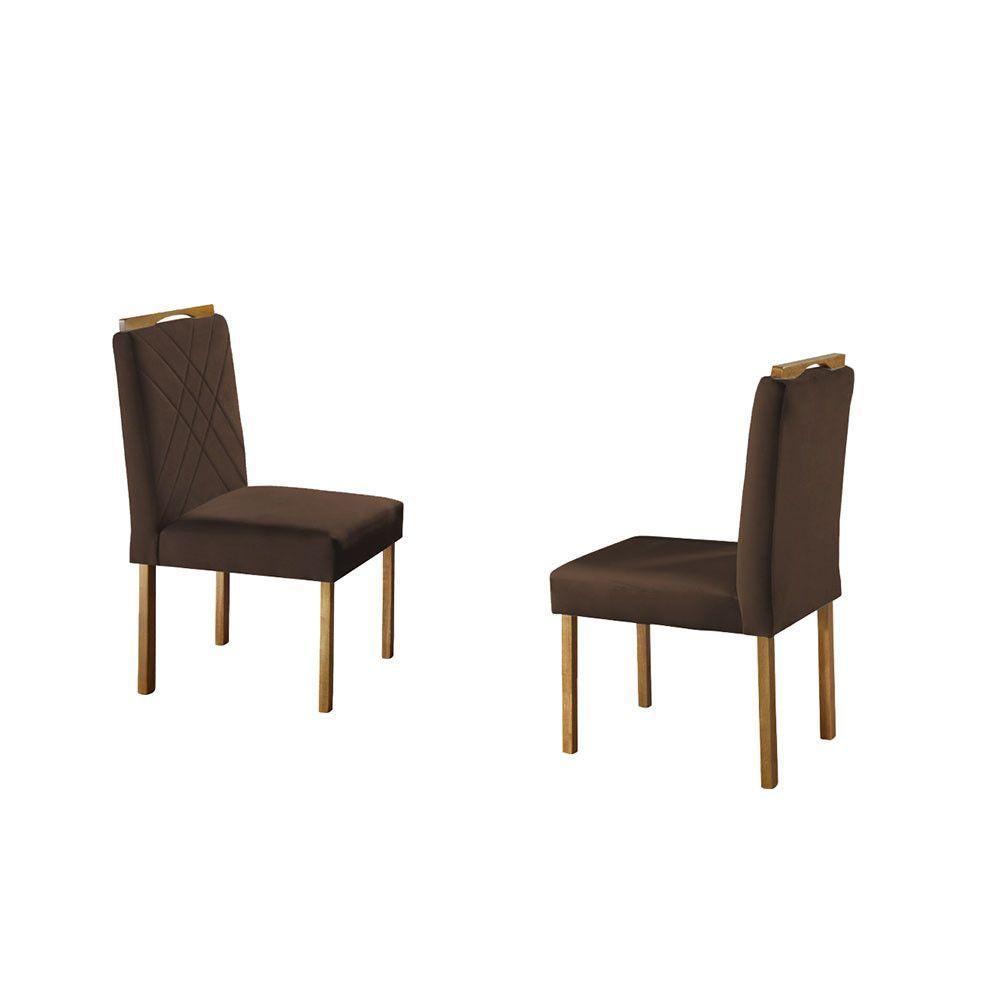 Conjunto Sala De Jantar Com 4 Lugares Slim Móveis Mundial Mel-off White-marrom - 4