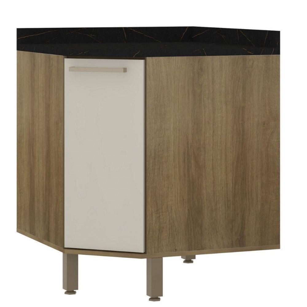 Balcão Canto Diagonal Com Tampo 1 Porta Luciane Isis Avela/mocca - 1