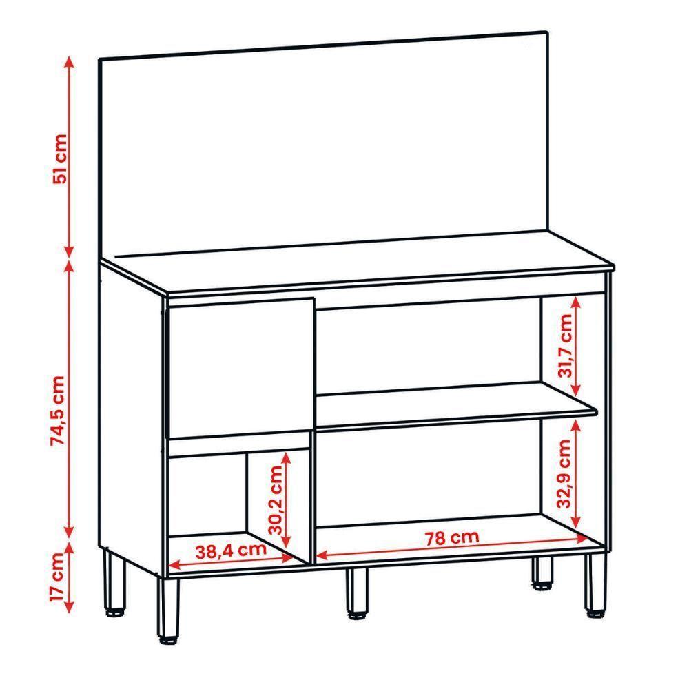 Balcão Com Tampo Cozinha Art 120 Cm Com 3 Portas E 2 Gavetas Branco Ártico Travertino - 3