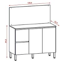Balcão Com Tampo Cozinha Art 120 Cm Com 3 Portas E 2 Gavetas Branco Ártico Travertino - 4