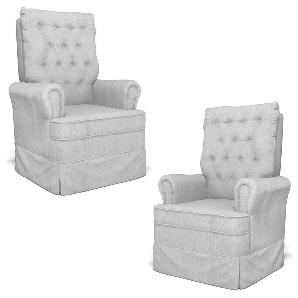 Kit 02 Poltronas De Amamentação E Descanso Com Balanço Laís G05 Linho Cinza Claro - Mpozenato - 1