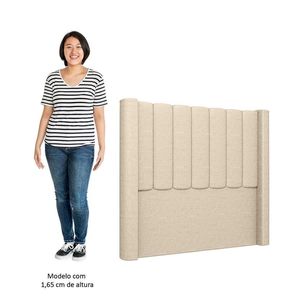 Cabeceira Casal King Cama Box 195cm Claire I02 Linho Bege - Mpozenato - 5
