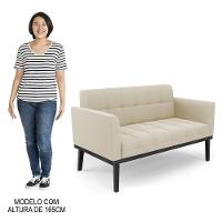 Sofá Namoradeira E 1 Poltrona Base Madeira Preto Ana Suede Bege - Ibiza - 6