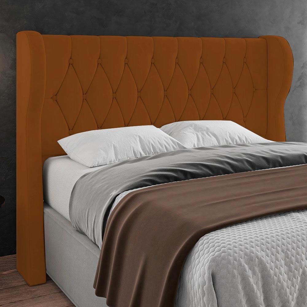 Cabeceira Casal King Cama Box 195cm Malva I02 Veludo Terracota - Mpozenato - 2