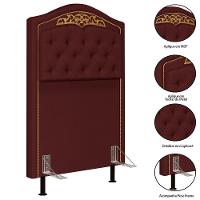 Cabeceira Cama Box Solteiro 90cm Com Calçadeira Baú Imperial J02 Veludo Vinho - Mpozenato