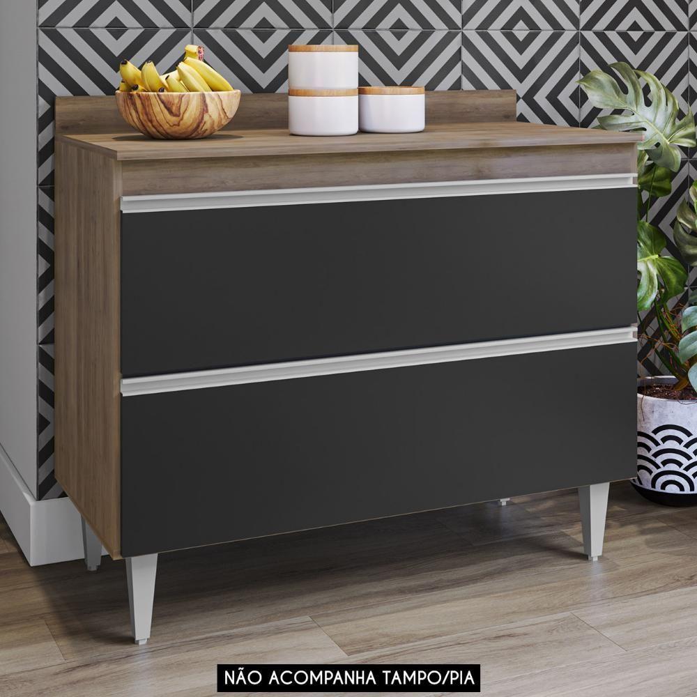 Balcão De Cozinha 100cm Sem Tampo Julia Z34 Freijó-preto - Mpozenato - 2