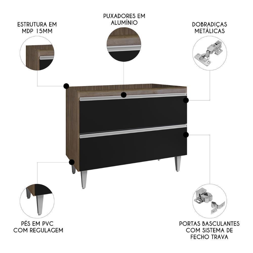 Balcão De Cozinha 100cm Sem Tampo Julia Z34 Freijó-preto - Mpozenato - 3