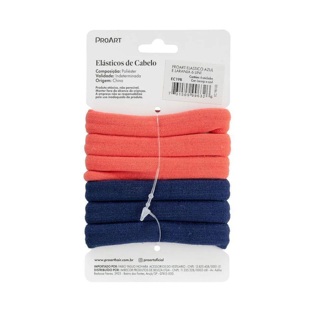 Elásticos De Cabelo 6 Unidades Proart Sem Metal, Não Marcam Os Fios, Perfeitos Para Penteados Azul-laranja - 4