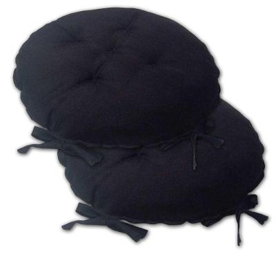 Kit 02 Almofadas Futon Redondo Assento Para Cadeira 40x40 Preto