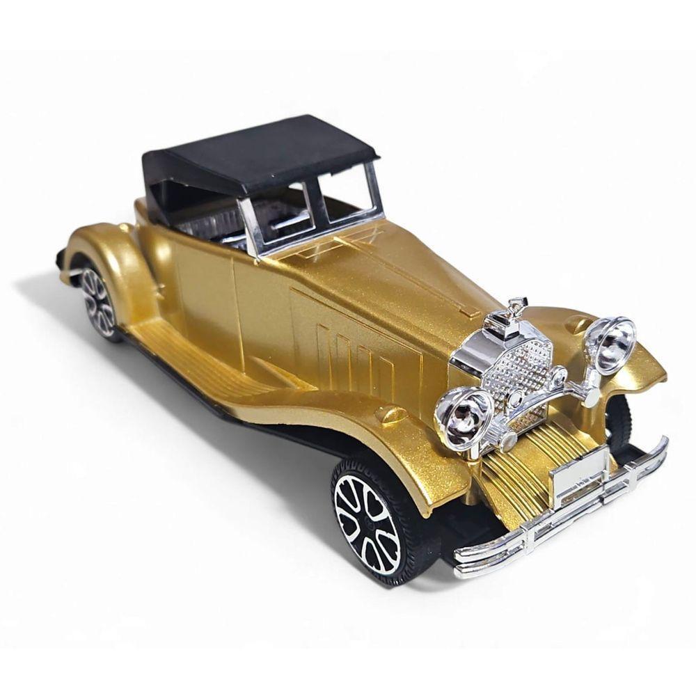 Carrinho Miniatura Antigo Clássico Fricção Colecionável 24cm Dourado Jr0867 - 1
