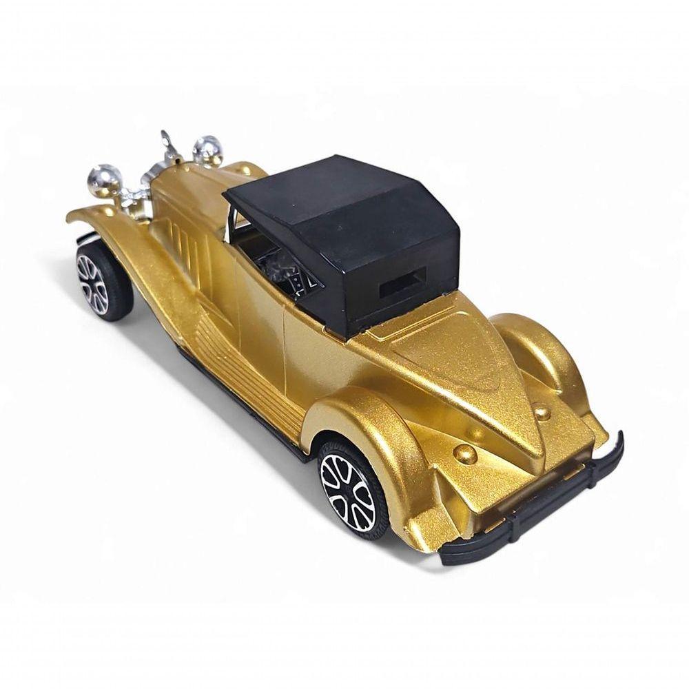 Carrinho Miniatura Antigo Clássico Fricção Colecionável 24cm Dourado Jr0867 - 3