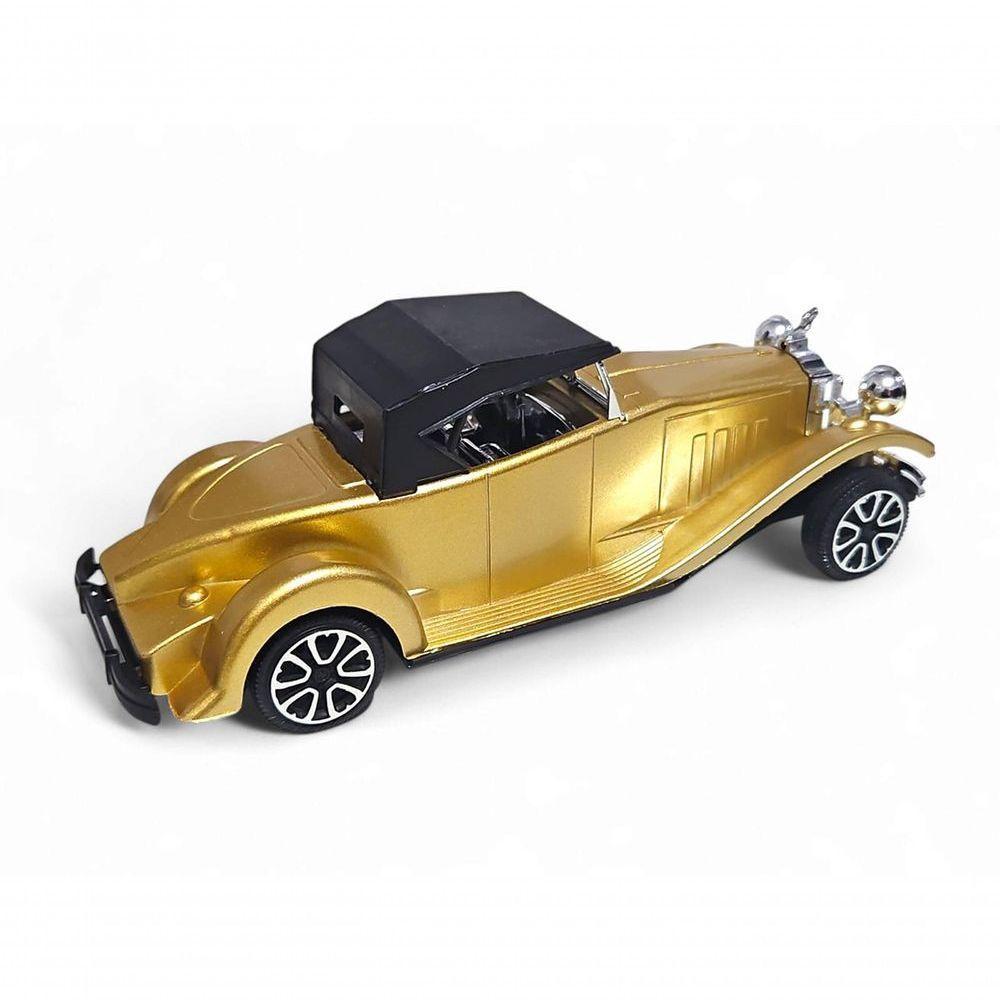 Carrinho Miniatura Antigo Clássico Fricção Colecionável 24cm Dourado Jr0867 - 6
