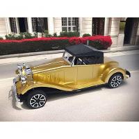 Carrinho Miniatura Antigo Clássico Fricção Colecionável 24cm Dourado Jr0867