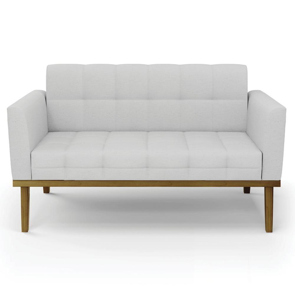 Sofá Namoradeira E 1 Poltrona Base Madeira Castanho Ana Linho Cinza - Ibiza - 8