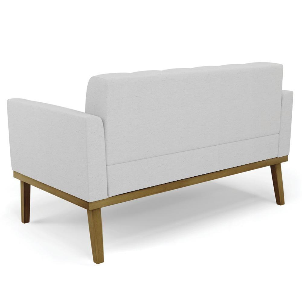 Sofá Namoradeira E 1 Poltrona Base Madeira Castanho Ana Linho Cinza - Ibiza - 9