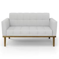 Sofá Namoradeira E 1 Poltrona Base Madeira Castanho Ana Linho Cinza - Ibiza - 8