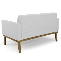 Sofá Namoradeira E 1 Poltrona Base Madeira Castanho Ana Linho Cinza - Ibiza - 9