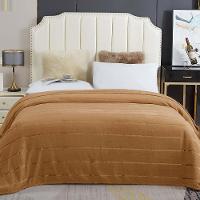 Cobertor Manta Fluffy Casal Queen 2,40m X 2,20m Listras Super Macio - Caramelo - 2