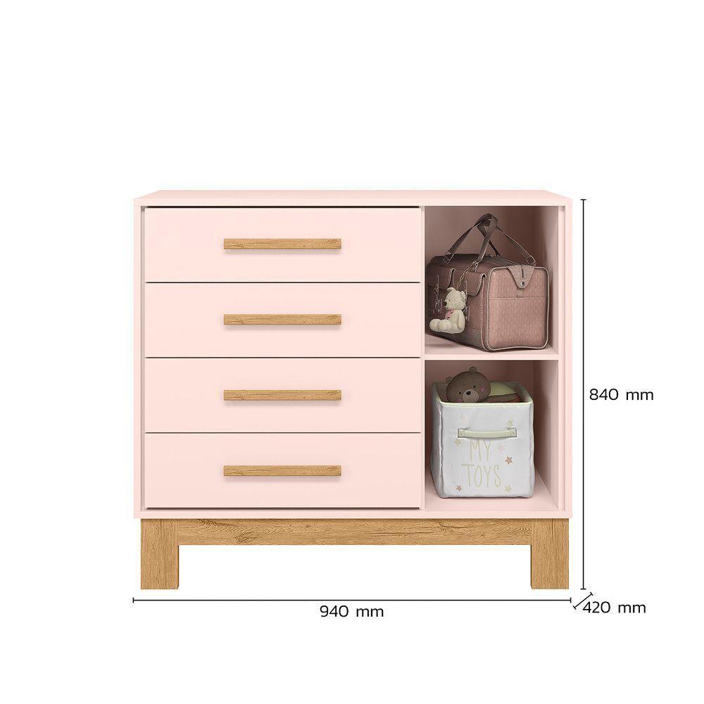 Cômoda Para Quarto Infantil Q Encanto Slim rosa Acetinado - 2