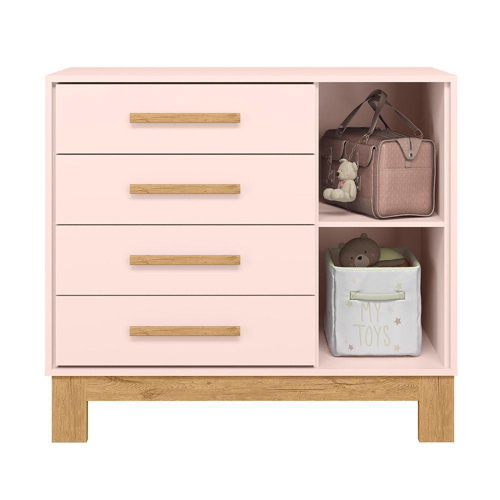 Cômoda Para Quarto Infantil Q Encanto Slim rosa Acetinado - 4
