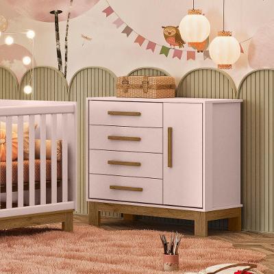 Cômoda Para Quarto Infantil Q Encanto Slim rosa Acetinado
