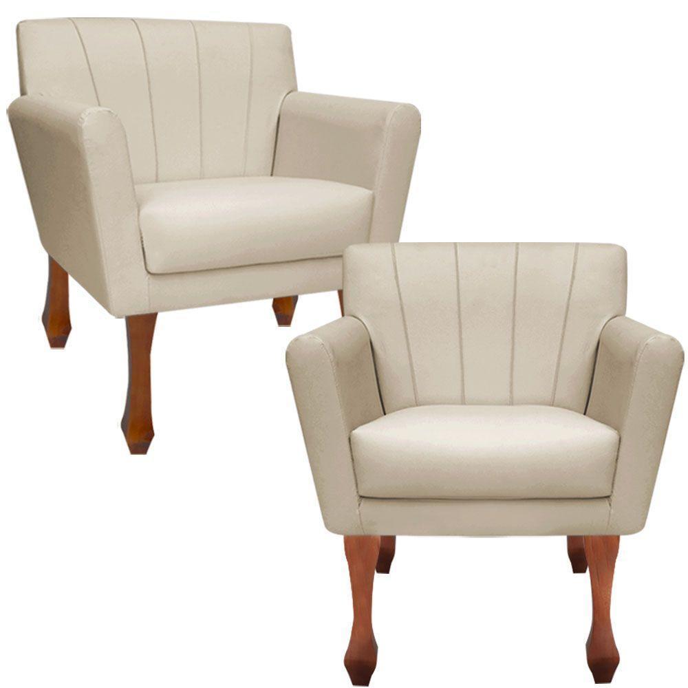 Kit Recamier Sofá Divã Clinica 180 + 2 Poltrona Iza Retro sintetico Bege - 3