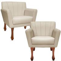 Kit Recamier Sofá Divã Clinica 180 + 2 Poltrona Iza Retro sintetico Bege - 3