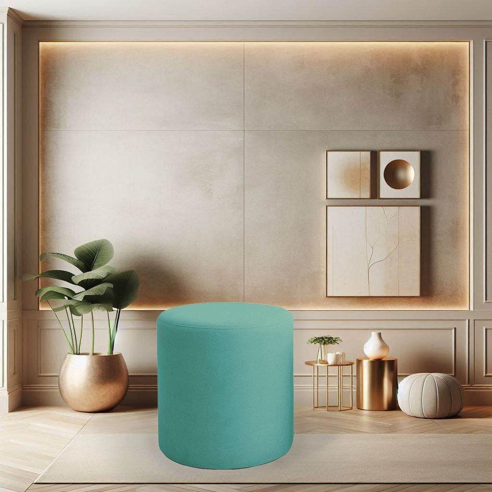 Puff Beca Cilindro Suede Live - 7 Decor Azul Turquesa - 2