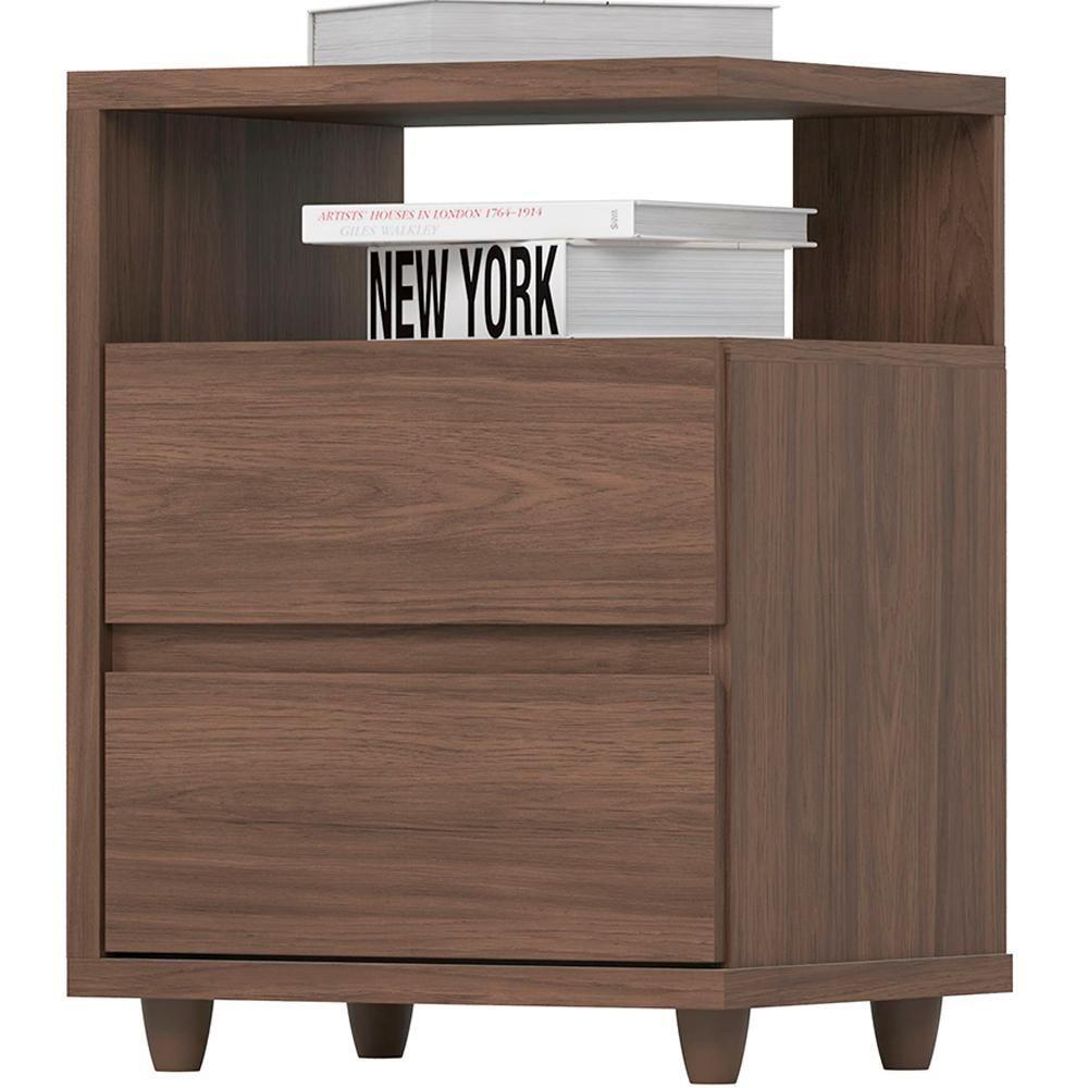 Mesa De Cabeceira 2 Gavetas 48 Cm Campeche Castanho Henn - 1