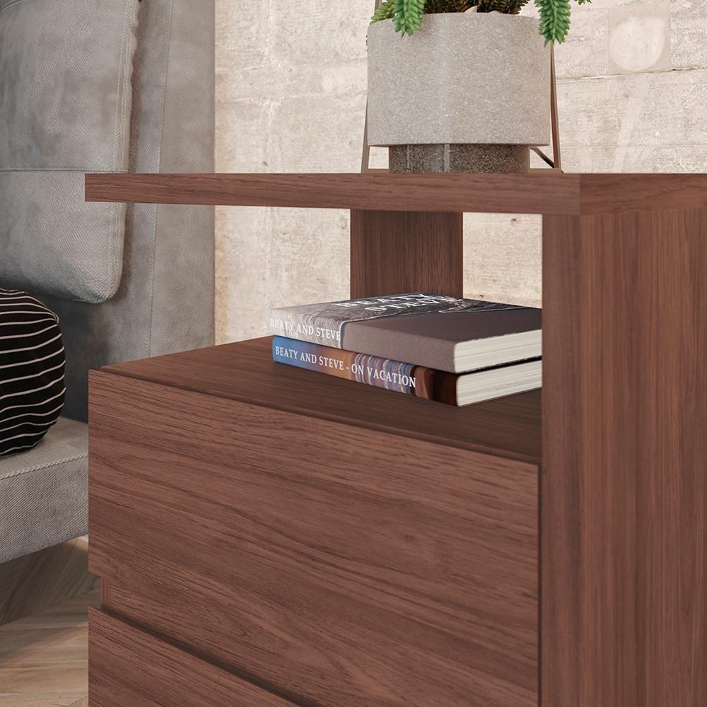 Mesa De Cabeceira 2 Gavetas 48 Cm Campeche Castanho Henn - 4