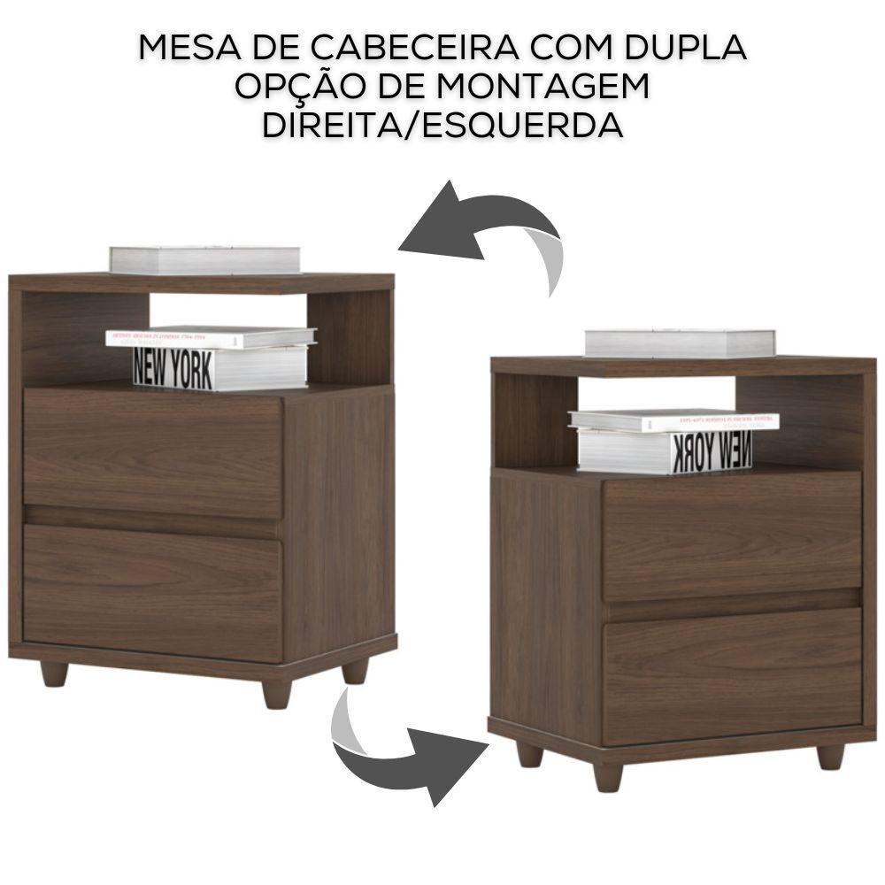 Mesa De Cabeceira 2 Gavetas 48 Cm Campeche Castanho Henn - 5