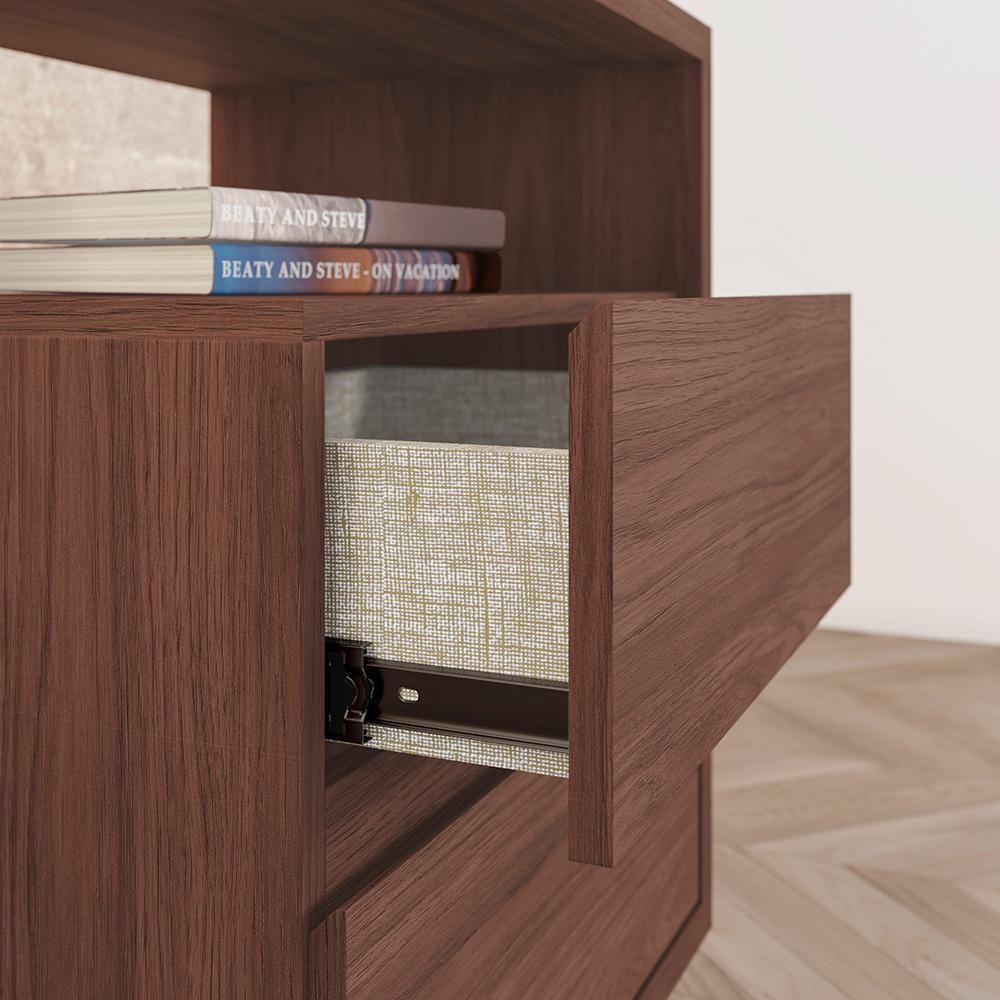 Mesa De Cabeceira 2 Gavetas 48 Cm Campeche Castanho Henn - 6