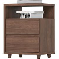 Mesa De Cabeceira 2 Gavetas 48 Cm Campeche Castanho Henn - 1