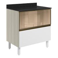 Balcao Tampo 2g Vidro 80cm Mdf Kali 16415 Bianco Toq Branco Uv Nicioli - 1