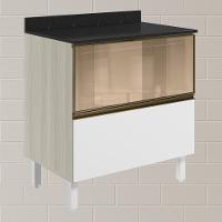 Balcao Tampo 2g Vidro 80cm Mdf Kali 16415 Bianco Toq Branco Uv Nicioli - 2